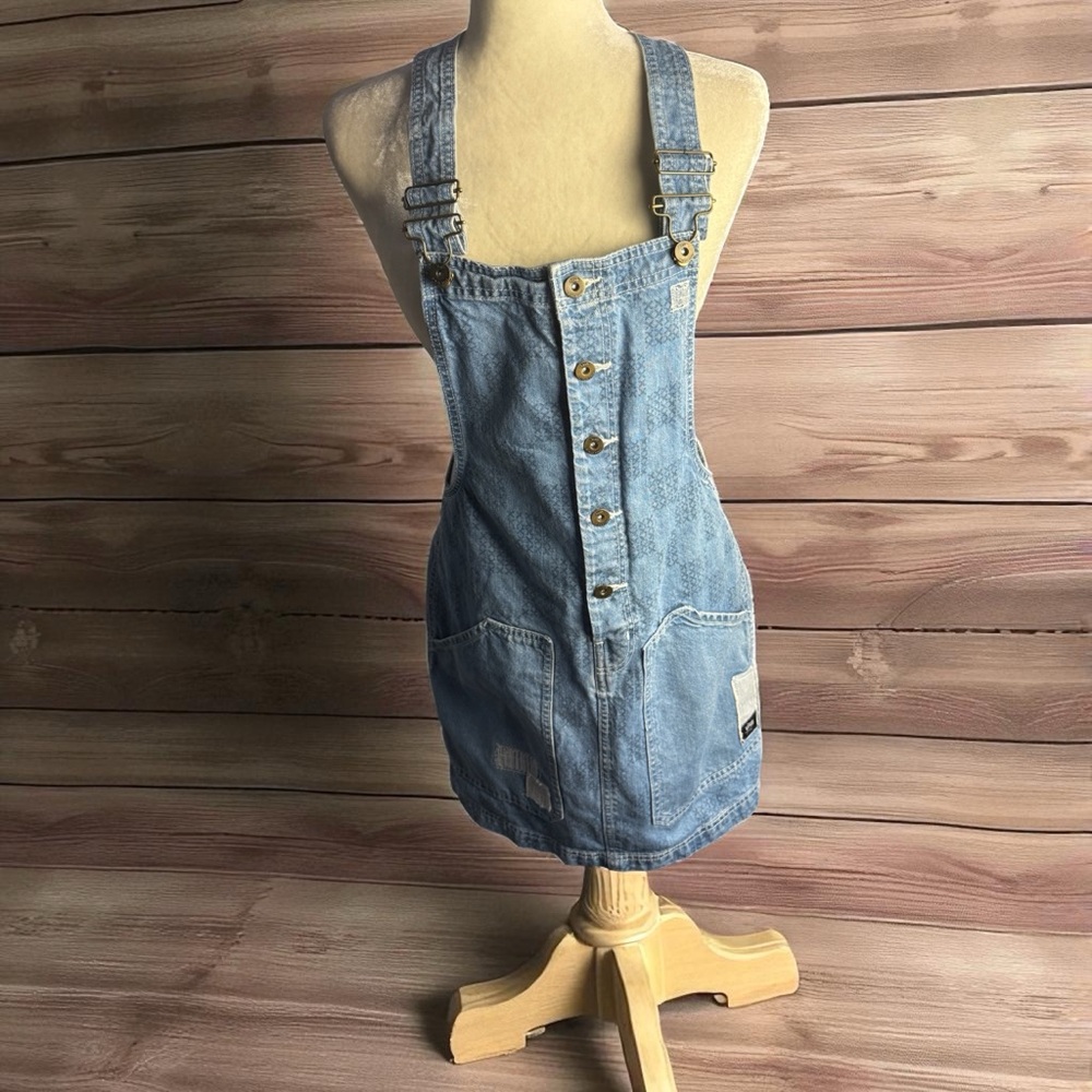 VTG Vans Mender check Light Blue Denim preppy Dress Patch Detail Stone wash SzS